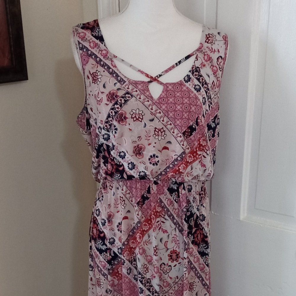 TRIXXI CLOTHING COMPANY Women's Criss Cross Detail Maxi Dress (Size XL) "FLORAL"